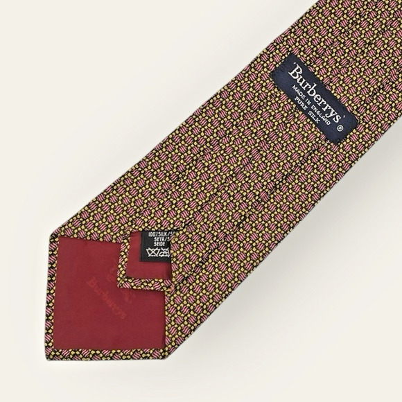 VTG Burberrys Geometric Print 100% Silk Necktie Tie Luxury Sophisticated Gift - Picture 3 of 6